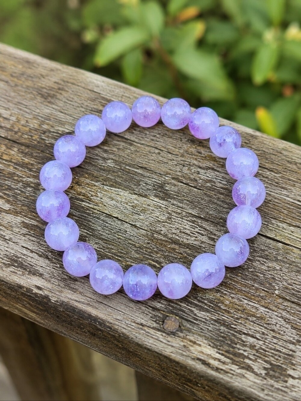 Lavender Amethyst Beaded Stretch Bracelet | Handmade